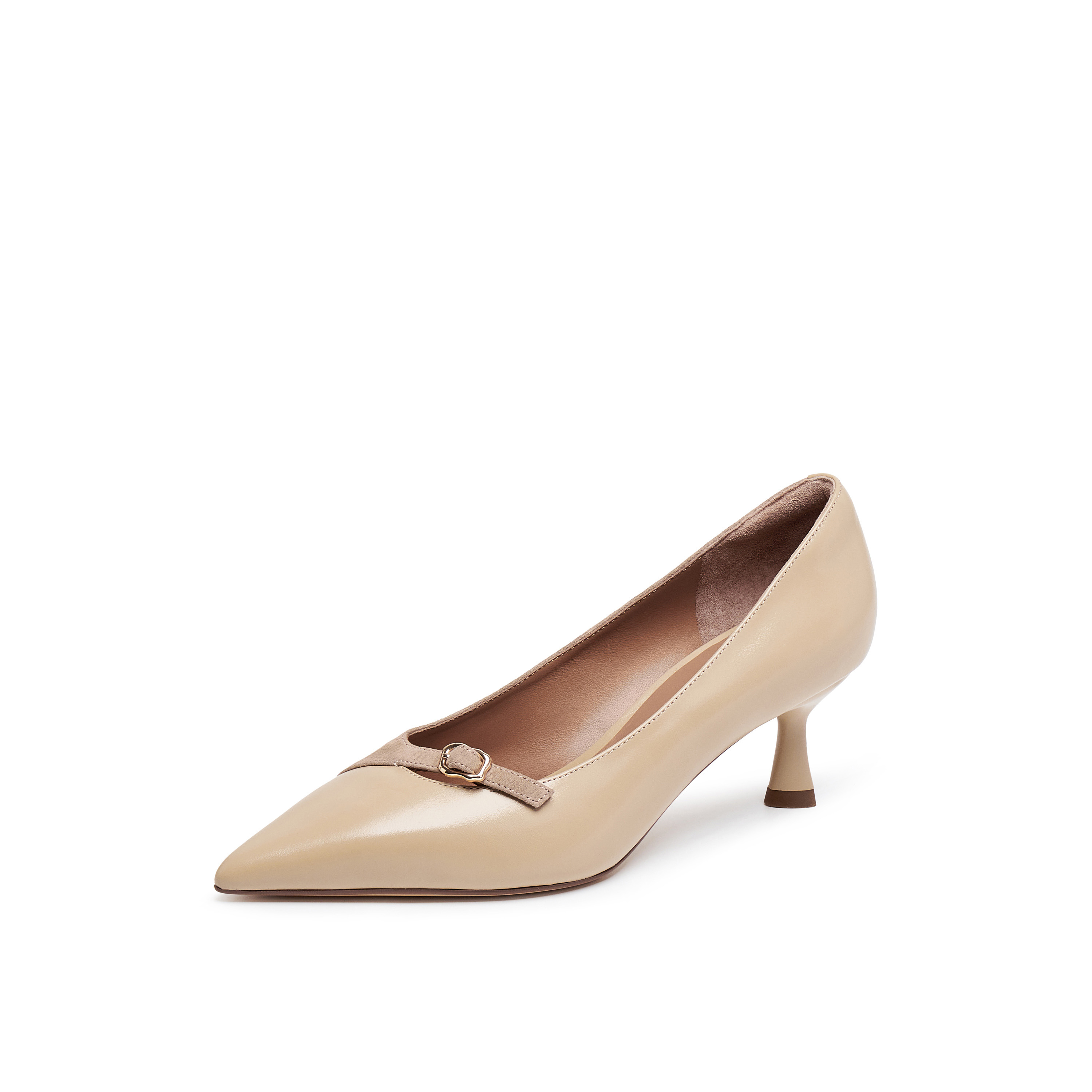 真美诗2025年秋季新款法式通勤经典尖头牛皮高跟鞋YUW54CQ5