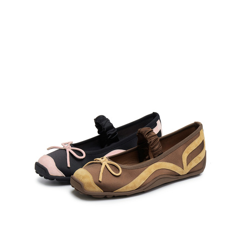 真美诗2025年秋季新款甜美俏皮蝴蝶结羊皮革玛丽珍女鞋15611CQ5