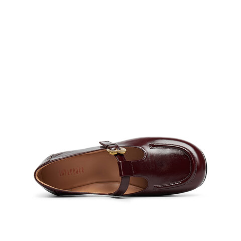 真美诗2025年秋季新款法式桃心饰扣T字带牛皮革玛丽珍女6TZ31CA5