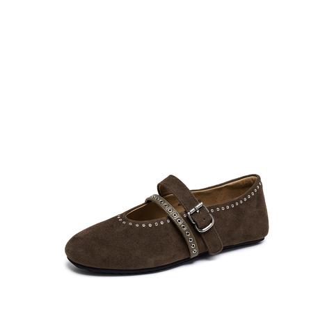 真美诗2025年秋季新款软糯朋克风平底牛皮玛丽珍女鞋80606CQ5