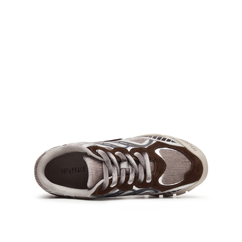 真美诗2025年秋季新款美式复古撞色拼接牛绒皮运动休闲鞋06701CM5