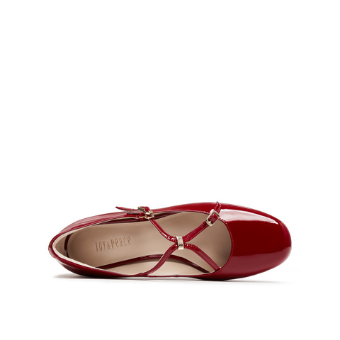 真美诗2025年秋季新款法式双细带漆皮牛皮革玛丽珍女鞋Y1T01CQ5