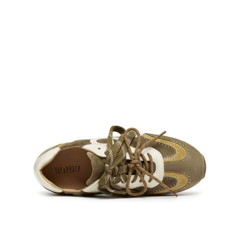 真美诗2025秋季新款复古牛绒撞色双鞋带明线薄底德训鞋YEC14CM5女