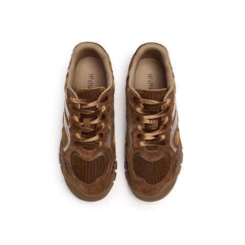 真美诗2025年秋季新款美式复古撞色拼接牛绒皮运动休闲鞋06701CM5