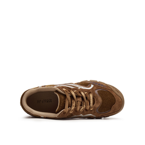 真美诗2025年秋季新款美式复古撞色拼接牛绒皮运动休闲鞋06701CM5