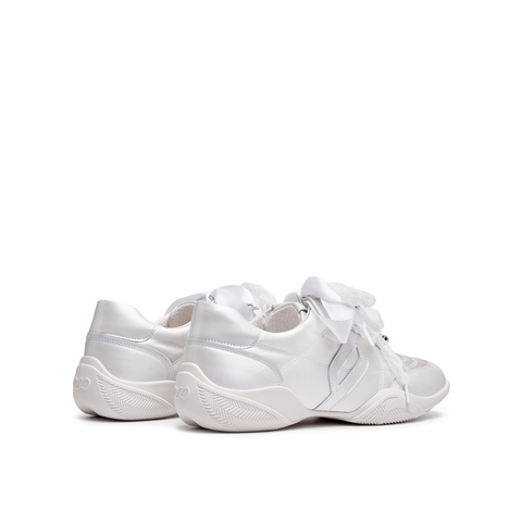 真美诗2025年秋季新款水晶珠串蝴蝶结丝带牛皮运动休闲鞋Y1N04CM5