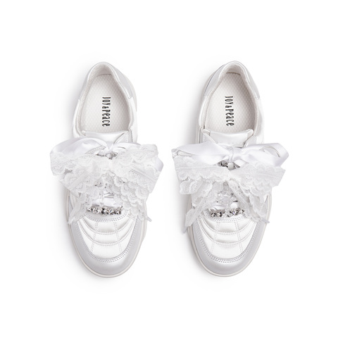 真美诗2025年秋季新款水晶珠串蝴蝶结丝带牛皮运动休闲鞋Y1N04CM5