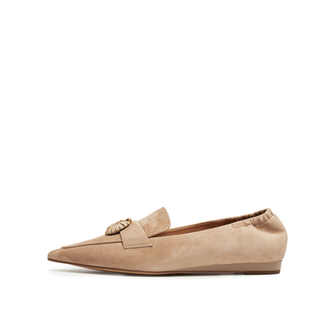 真美诗2025年秋季新款优雅低调老钱风尖头羊皮乐福鞋YYV08CA5