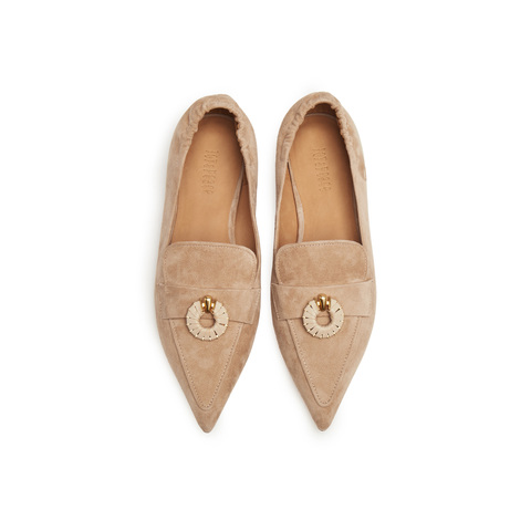 真美诗2025年秋季新款优雅低调老钱风尖头羊皮乐福鞋YYV08CA5