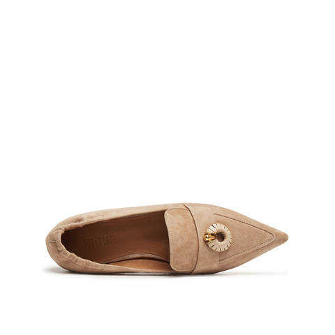 真美诗2025年秋季新款优雅低调老钱风尖头羊皮乐福鞋YYV08CA5