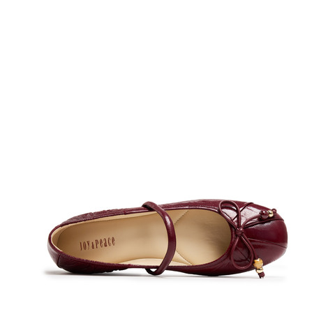 真美诗2025年秋季新款优雅甜美芭蕾风羊皮革玛丽珍女鞋8T319CQ5