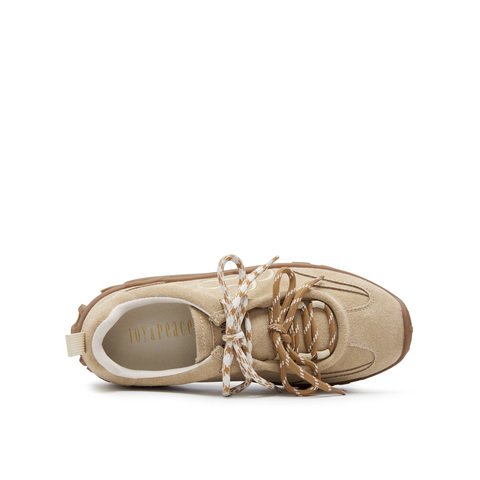 真美诗2025秋季新款细腻牛绒撞色双鞋带运动休闲鞋女24127CM5