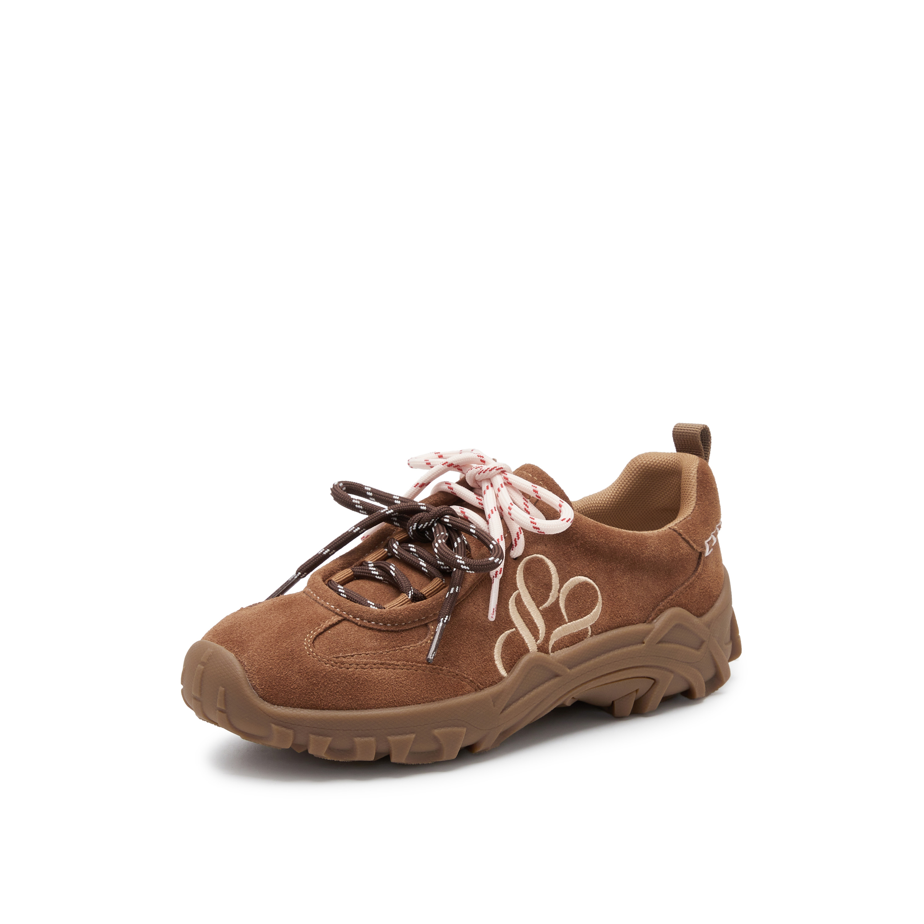 真美诗2025秋季新款细腻牛绒撞色双鞋带运动休闲鞋女24127CM5