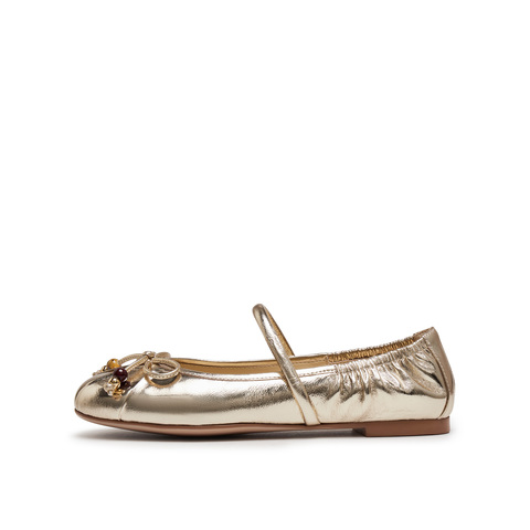 真美诗2025年秋季新款优雅甜美芭蕾风羊皮革玛丽珍女鞋8T319CQ5