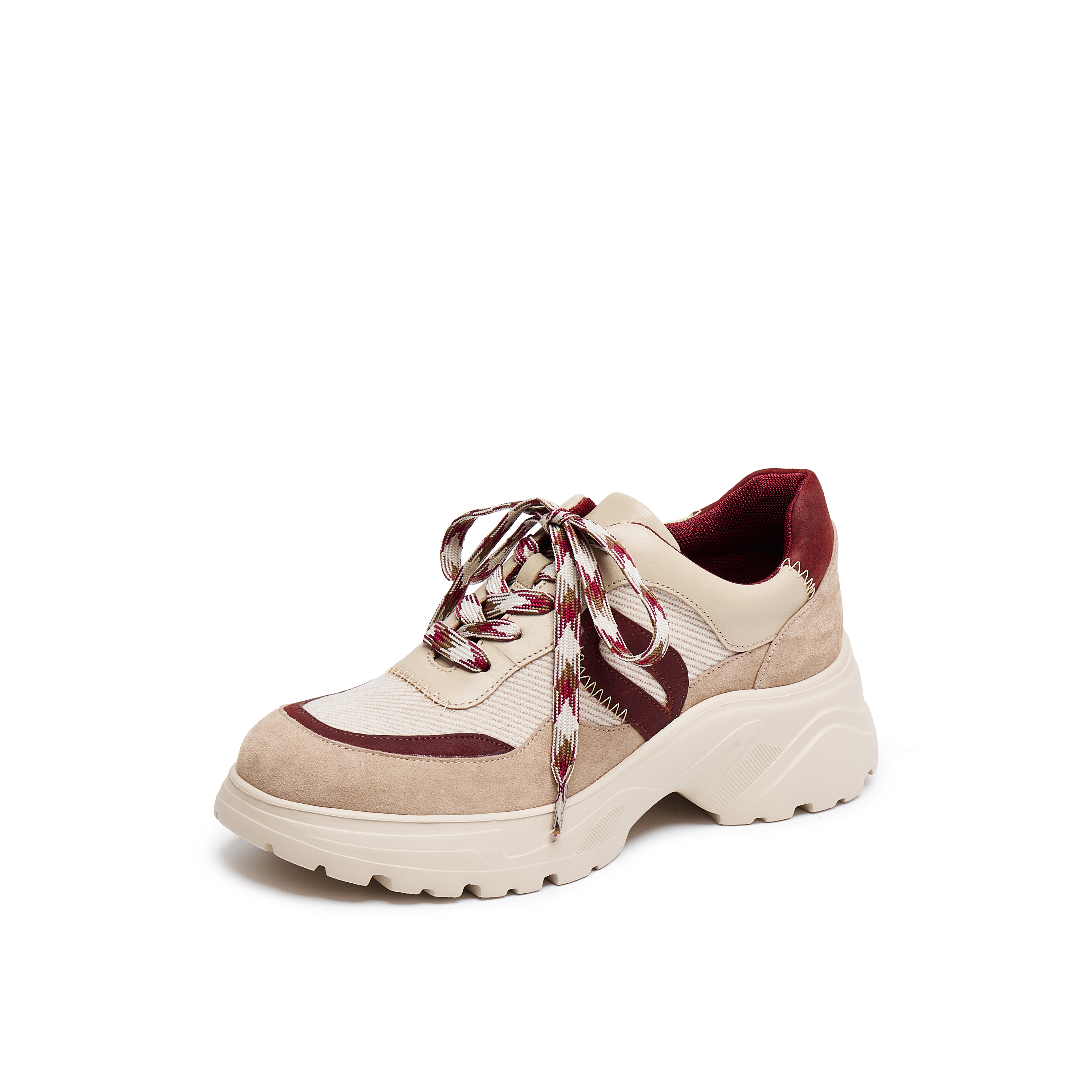 真美诗2025年秋季新款舒适时髦拼接厚底运动休闲鞋YYM27CM5