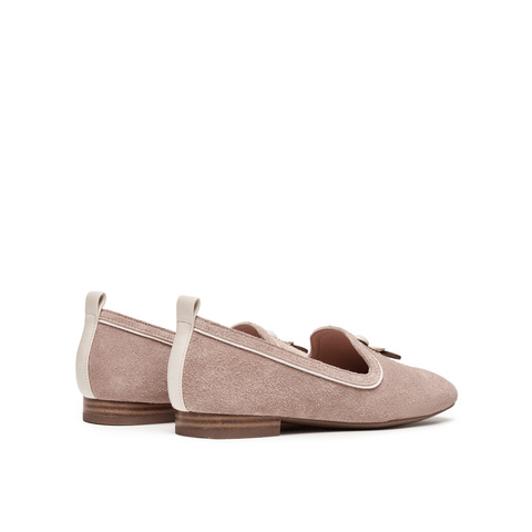 真美诗2025秋季新款细腻牛绒复古方圆头木质纹低跟单鞋YOK78CA5