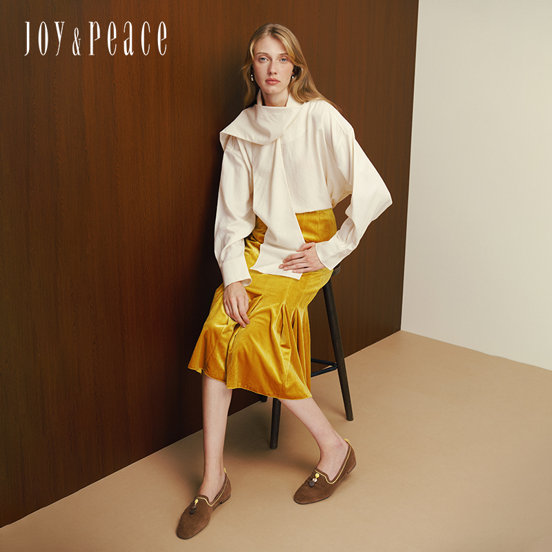 真美诗2025秋季新款细腻牛绒复古方圆头木质纹低跟单鞋YOK78CA5