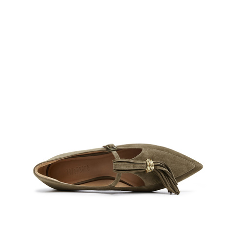 真美诗2025年秋季新款流苏T字带舒适细腻羊绒皮玛丽珍YVV45CA5