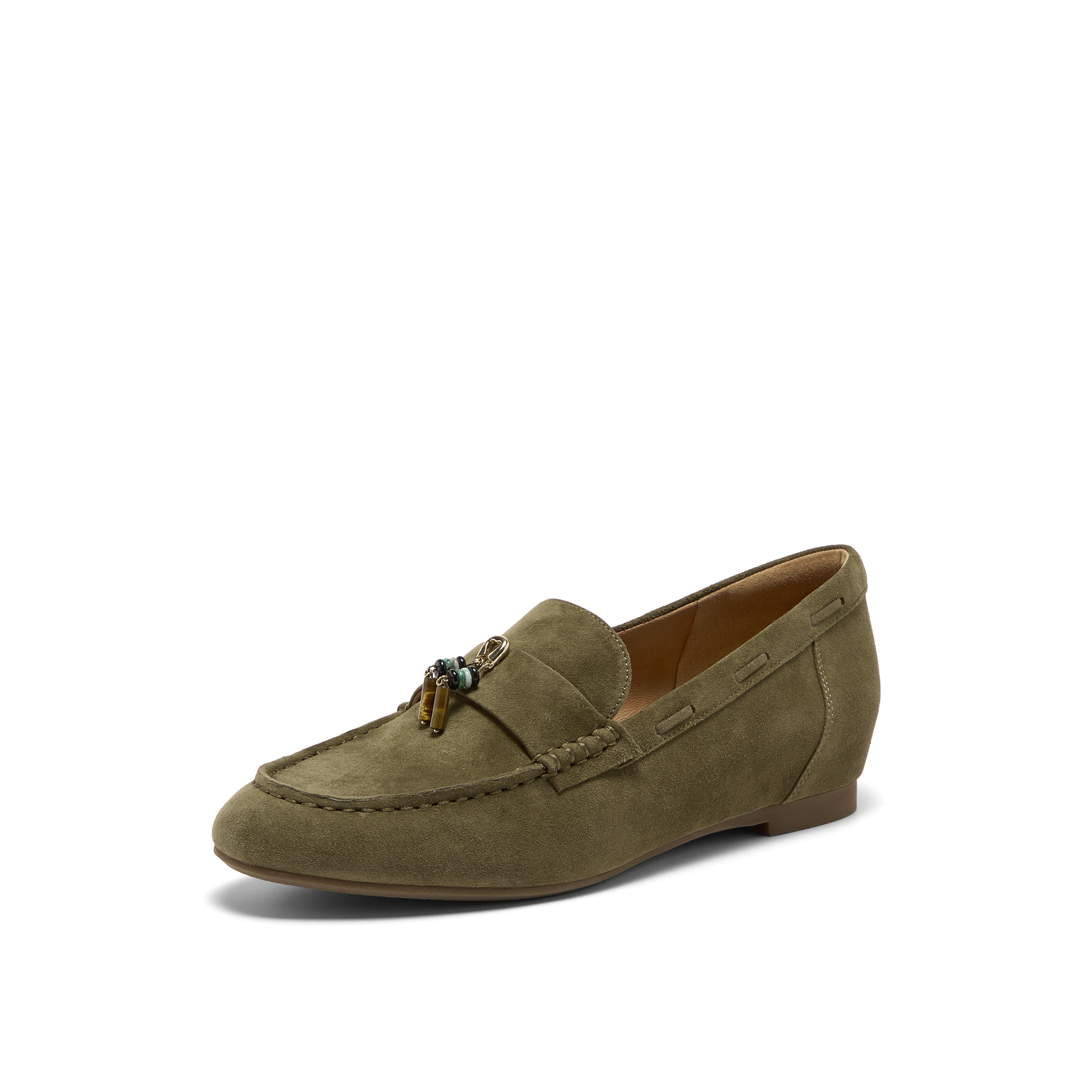 真美诗2025年秋季新款经典原创树脂吊坠扣羊绒乐福鞋女Y1M01CA5