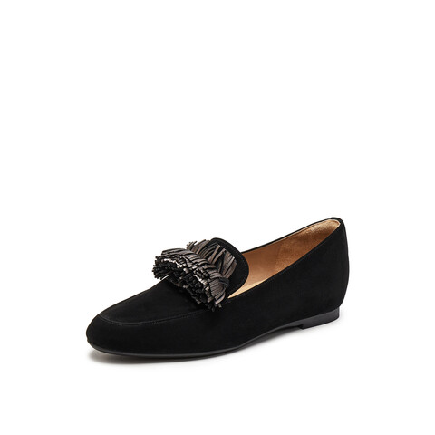 真美诗2025年秋季新款细腻柔软舒适羊皮革乐福鞋女Y1M02CA5