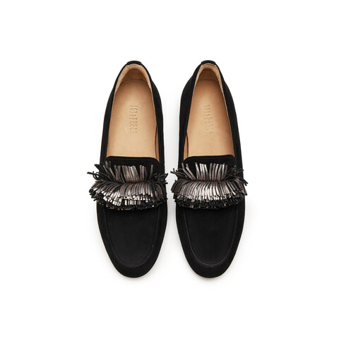 真美诗2025年秋季新款细腻柔软舒适羊皮革乐福鞋女Y1M02CA5