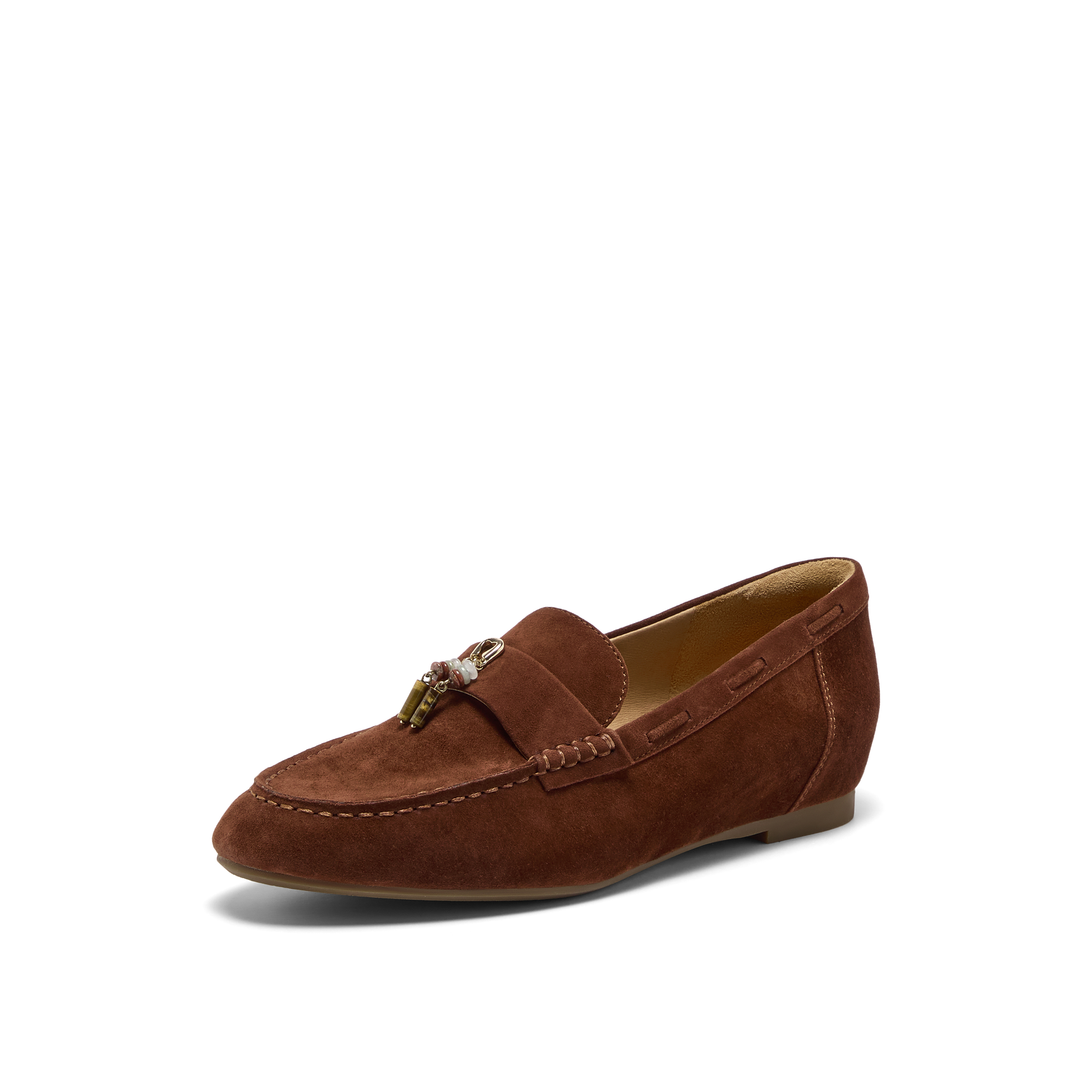 真美诗2025年秋季新款经典原创树脂吊坠扣羊绒乐福鞋女Y1M01CA5