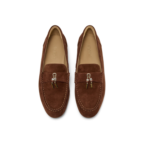 真美诗2025年秋季新款经典原创树脂吊坠扣羊绒乐福鞋女Y1M01CA5