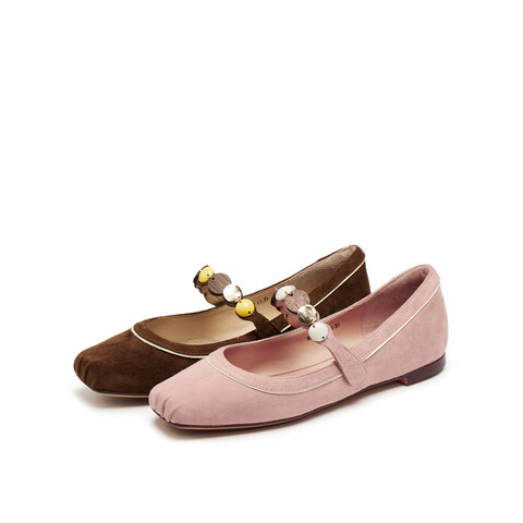 真美诗2025年秋季新款时髦别趣一字带羊绒玛丽珍鞋女86627CQ5