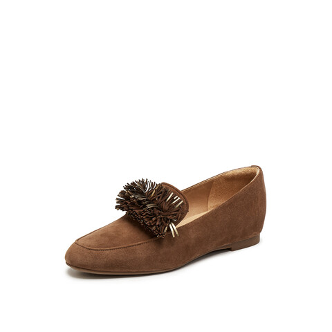 真美诗2025年秋季新款细腻柔软舒适羊皮革乐福鞋女Y1M02CA5