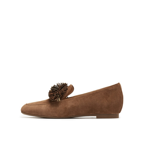 真美诗2025年秋季新款细腻柔软舒适羊皮革乐福鞋女Y1M02CA5