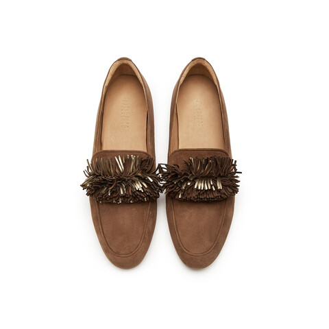 真美诗2025年秋季新款细腻柔软舒适羊皮革乐福鞋女Y1M02CA5