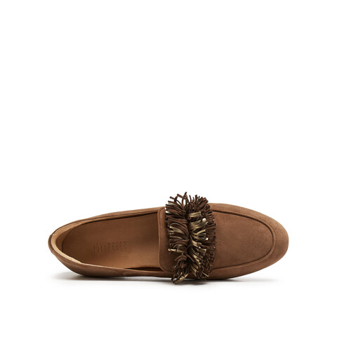 真美诗2025年秋季新款细腻柔软舒适羊皮革乐福鞋女Y1M02CA5