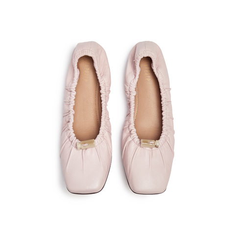 真美诗2025年秋季新款文艺优雅复古褶皱羊皮芭蕾舞鞋JR262CQ5