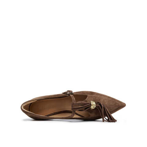 真美诗2025年秋季新款流苏T字带舒适细腻羊绒皮玛丽珍YVV45CA5