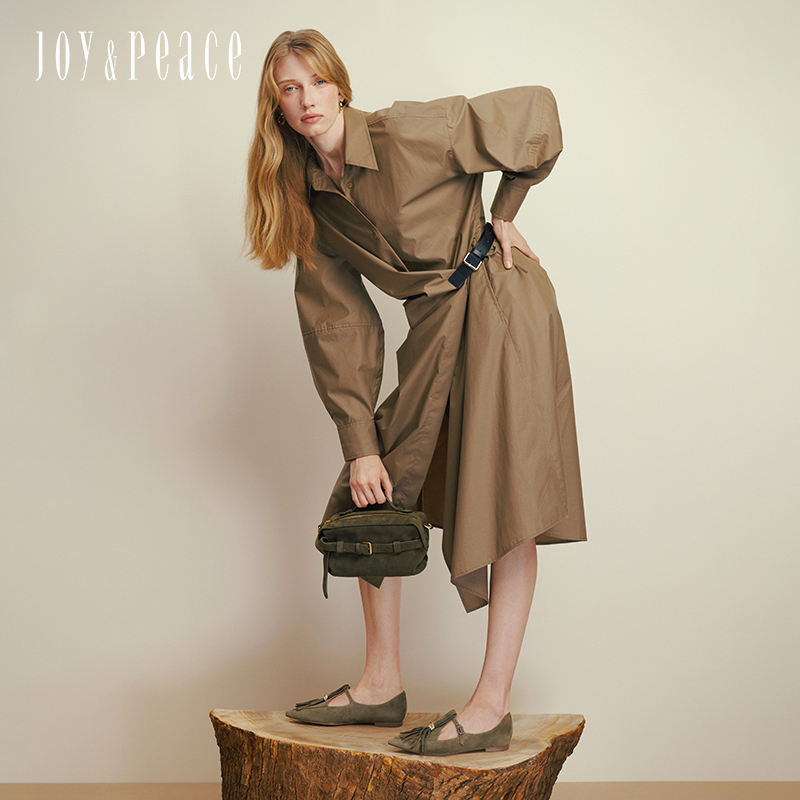 真美诗2025年秋季新款流苏T字带舒适细腻羊绒皮玛丽珍YVV45CA5