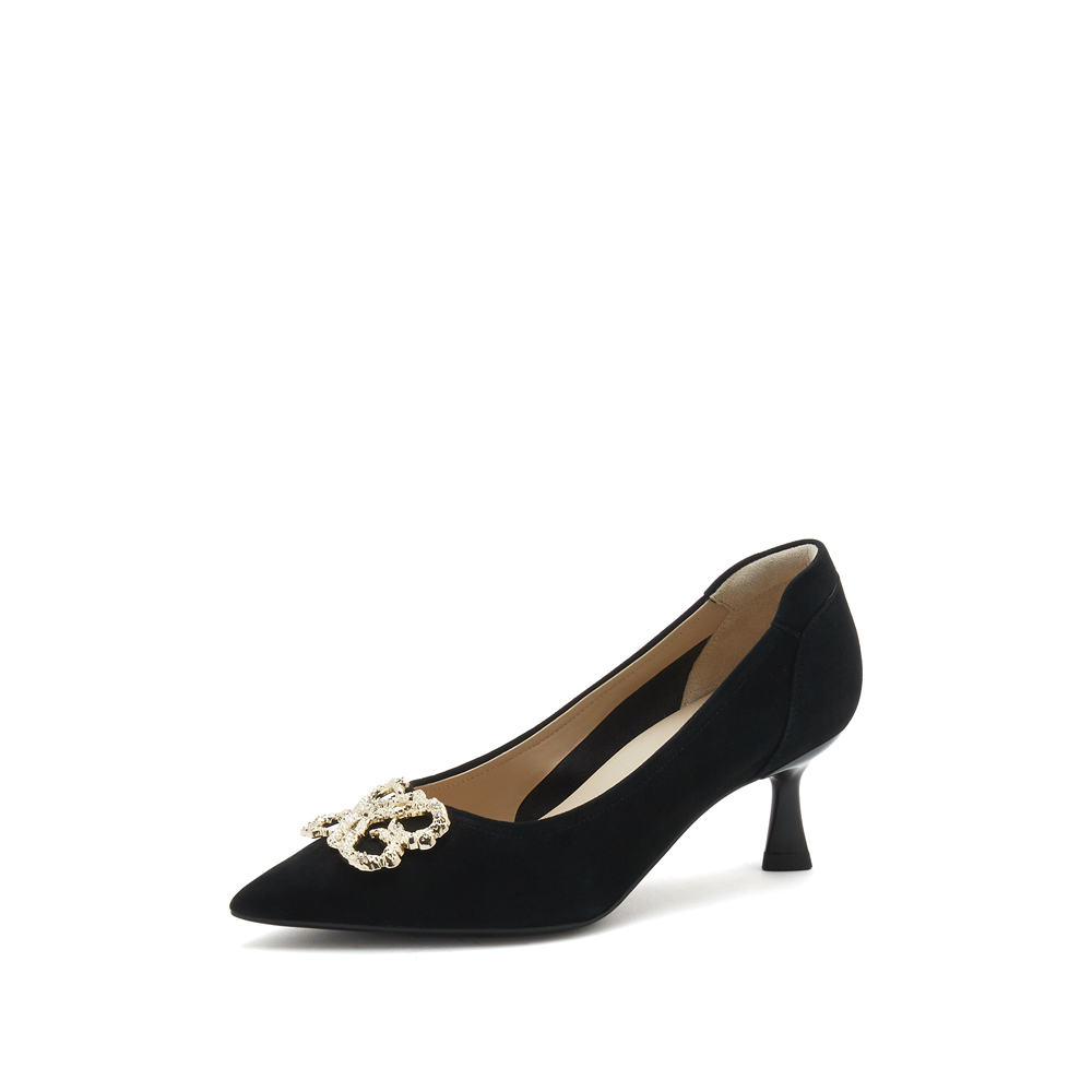 真美诗2025秋季新款商场同款尖头饰扣优雅单鞋YUW06CQ5