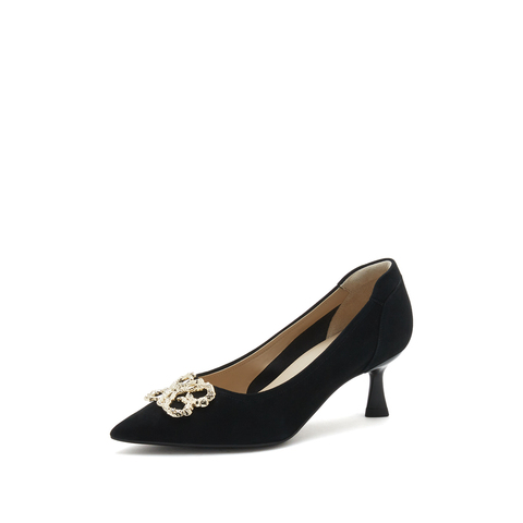 真美诗2025秋季新款商场同款尖头饰扣优雅单鞋YUW06CQ5