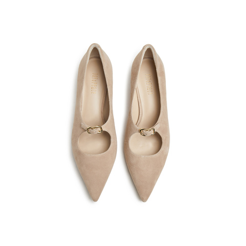 真美诗2025秋季新款金属饰扣经典尖头猫跟鞋女YCQ02CQ5