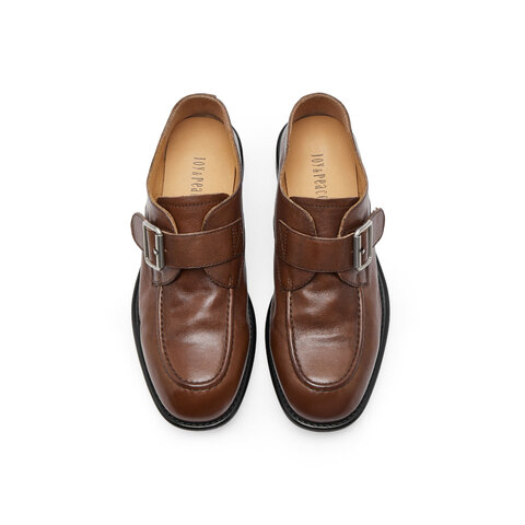 真美诗2025秋季新款水洗牛皮质感小方扣乐福鞋女61913CM5