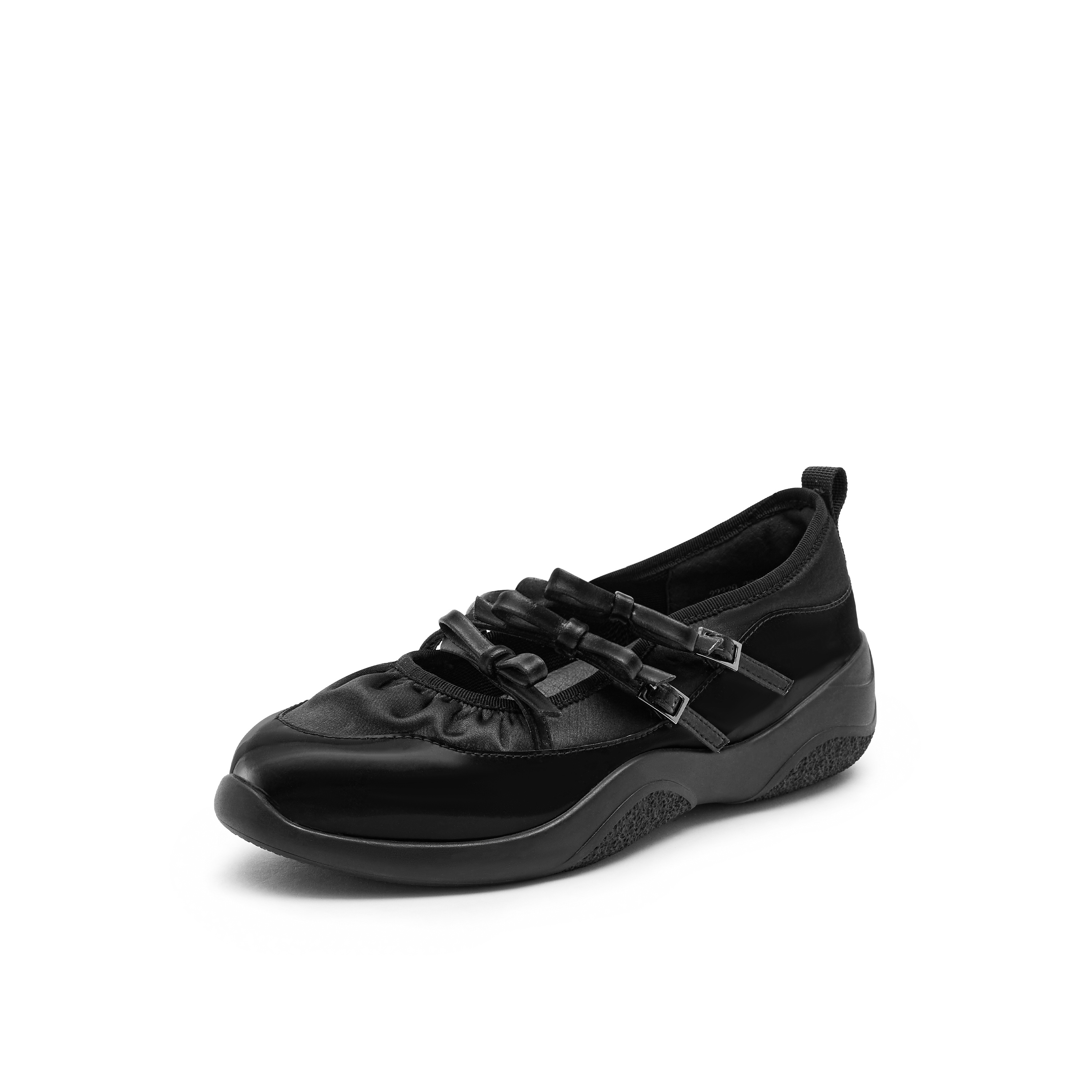 真美诗2025年秋季新款牛皮厚底蝴蝶结时尚芭蕾女鞋22329CQ5