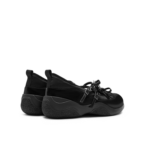 真美诗2025年秋季新款牛皮厚底蝴蝶结时尚芭蕾女鞋22329CQ5