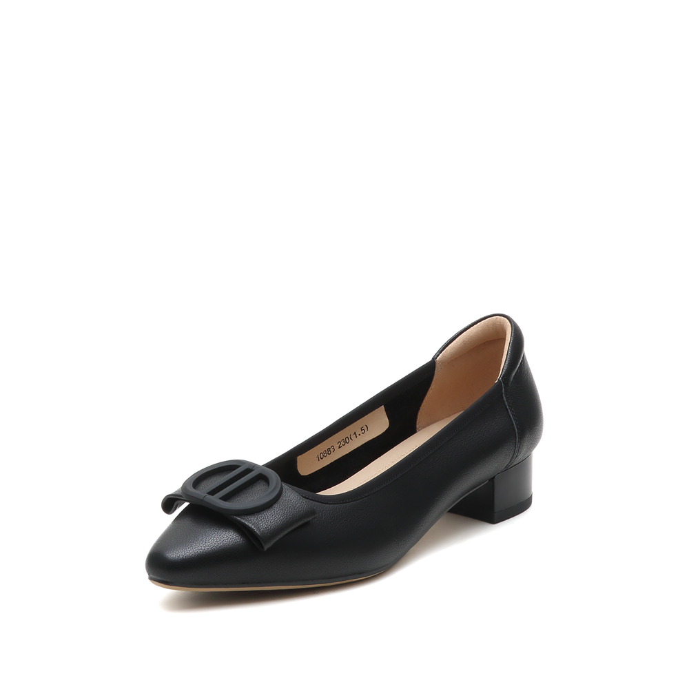 真美诗2025秋季新款商场同款粗跟饰扣浅口单鞋10883CQ5