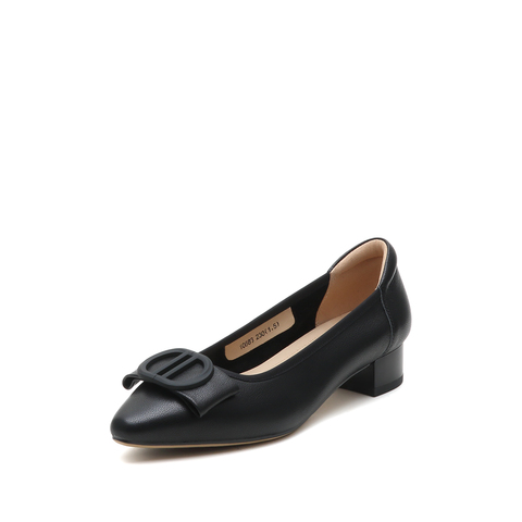 真美诗2025秋季新款商场同款粗跟饰扣浅口单鞋10883CQ5