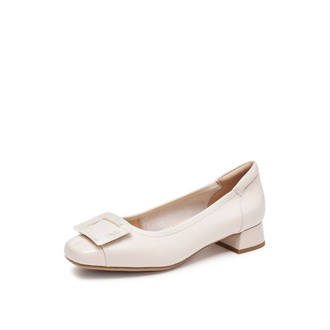 真美诗2025秋季新款树脂方扣简约气质复古单鞋女10162CQ5