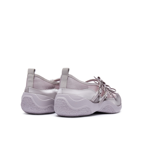 真美诗2025年秋季新款牛皮厚底蝴蝶结时尚芭蕾女鞋22329CQ5