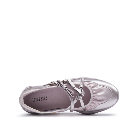 真美诗2025年秋季新款牛皮厚底蝴蝶结时尚芭蕾女鞋22329CQ5