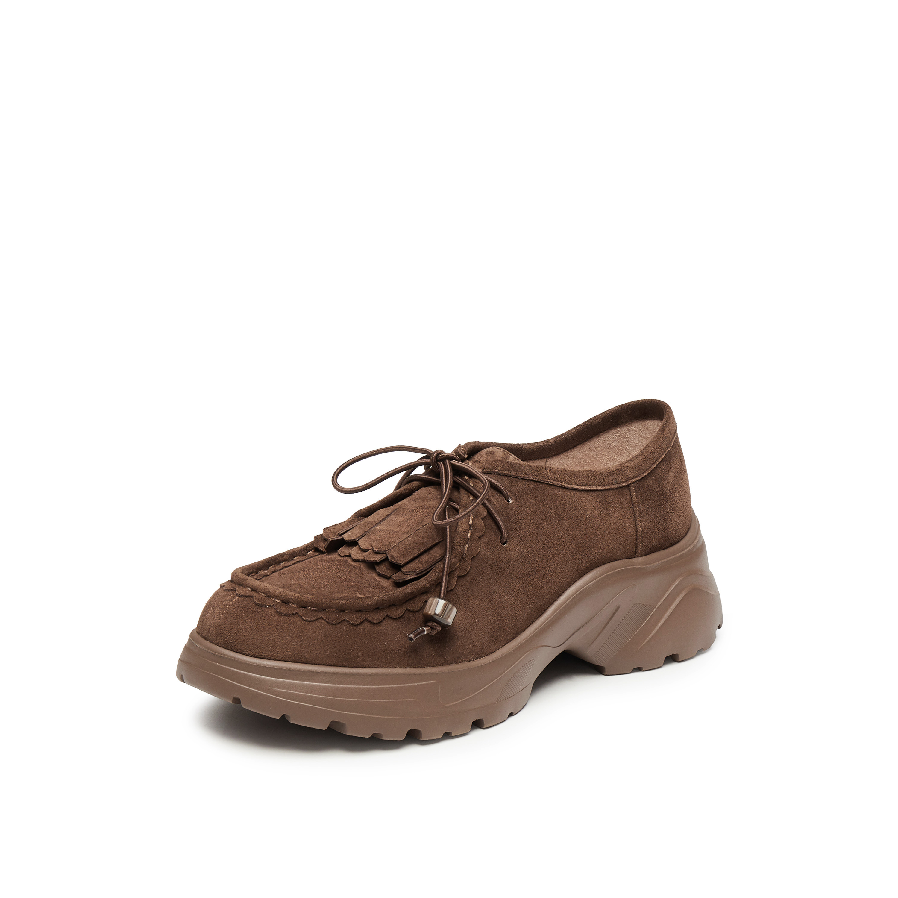 真美诗2025秋季新款细腻羊绒皮休闲一脚蹬厚底袋鼠鞋女YYM30CM5