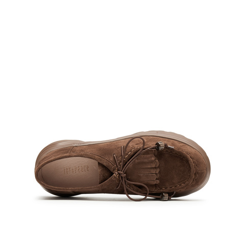 真美诗2025秋季新款细腻羊绒皮休闲一脚蹬厚底袋鼠鞋女YYM30CM5