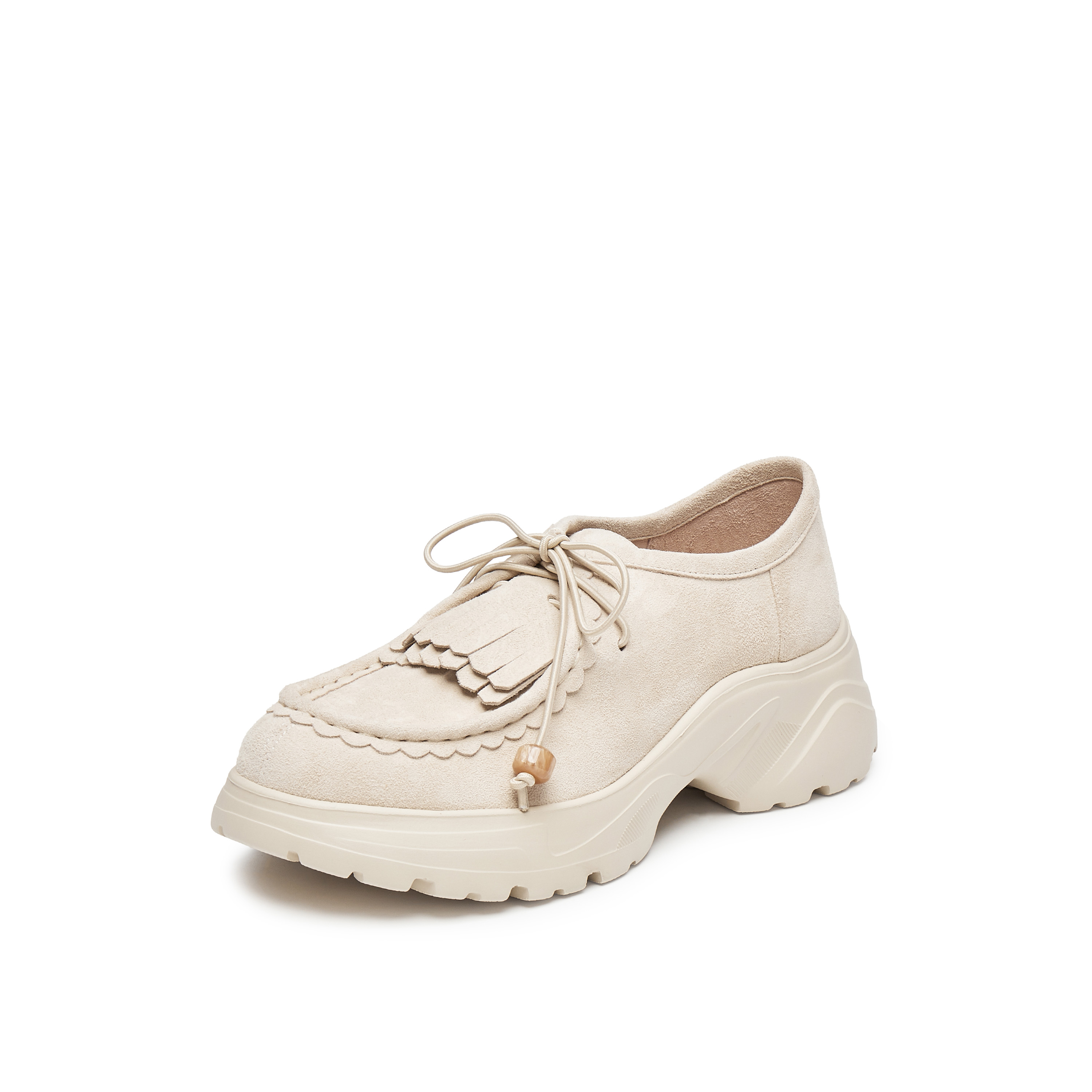 真美诗2025秋季新款细腻羊绒皮休闲一脚蹬厚底袋鼠鞋女YYM30CM5