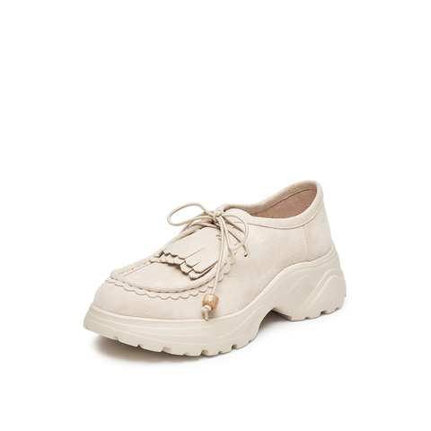 真美诗2025秋季新款细腻羊绒皮休闲一脚蹬厚底袋鼠鞋女YYM30CM5